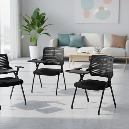 Modern Folding Ergonomic Office Chair - Rectangular Training Chair With 180° Writing Tablet For Home Office