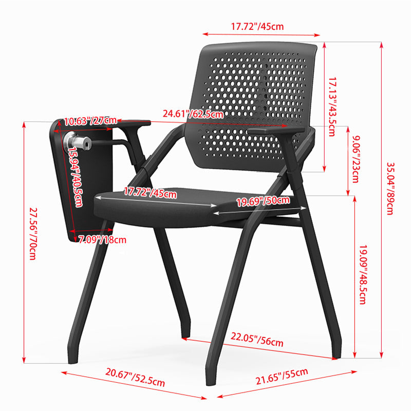 Modern Folding Ergonomic Office Chair - Rectangular Training Chair With 180° Writing Tablet For Home Office