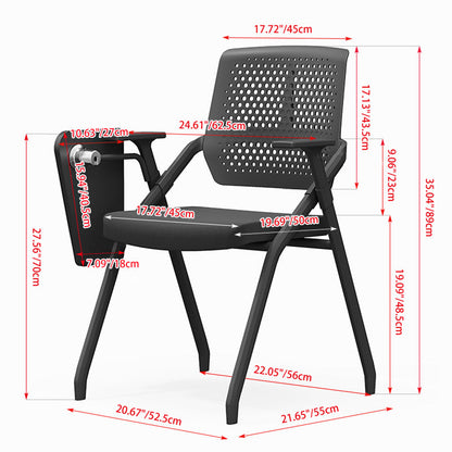 Modern Folding Ergonomic Office Chair - Rectangular Training Chair With 180° Writing Tablet For Home Office