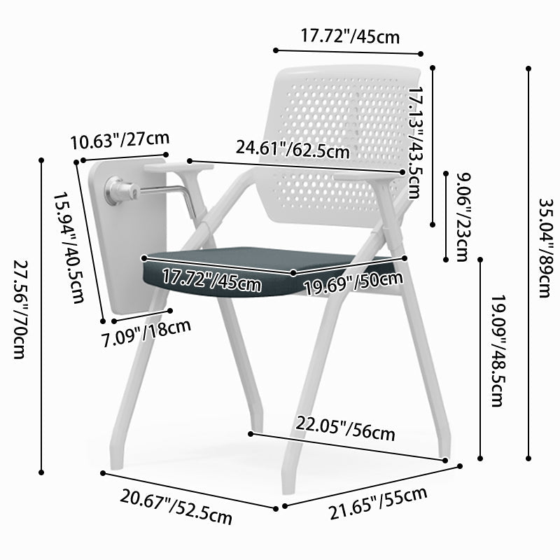Modern Multi-Functional Space Saving Design Folding Office Chair - Rectangular Stackable Writing Board Desk Chair For Home Office