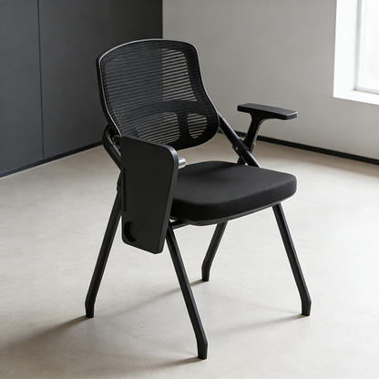 Modern Foldable Ergonomic Conference Room Seating Mesh Office Chair - Heavy Duty Training Chair With Stackable Writing Tablet For Home Office
