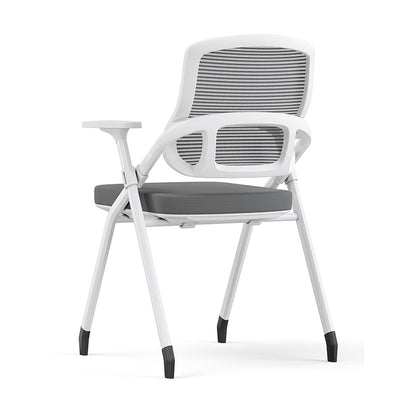 Modern Folding Ergonomic Mesh Desk Chair - Rectangular Stackable Conference Chair Space Saving Design For Home Office