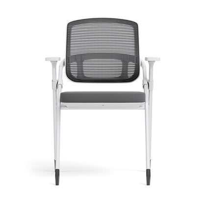 Modern Folding Ergonomic Mesh Desk Chair - Rectangular Stackable Conference Chair Space Saving Design For Home Office