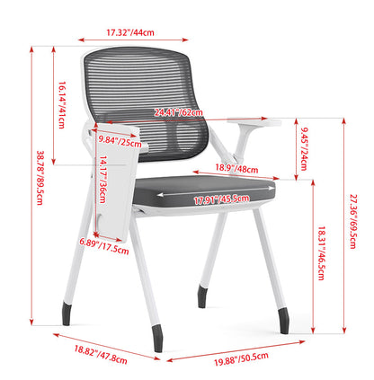 Modern Multi-Functional Mesh Conference Training Chair - Rectangular Foldable Ergonomic Office Chair With Stackable Writing Board For Home Office