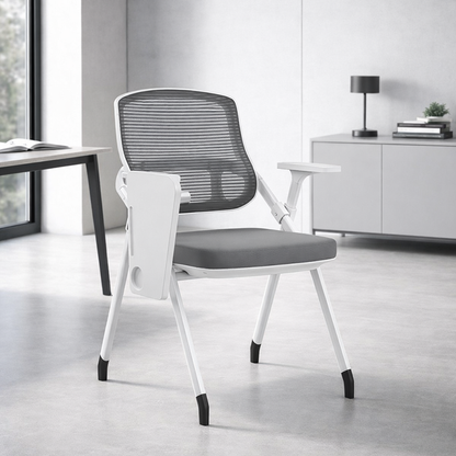 Modern Multi-Functional Mesh Conference Training Chair - Rectangular Foldable Ergonomic Office Chair With Stackable Writing Board For Home Office