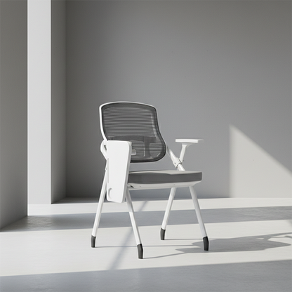 Modern Multi-Functional Mesh Conference Training Chair - Rectangular Foldable Ergonomic Office Chair With Stackable Writing Board For Home Office