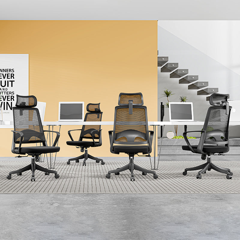 Modern Ergonomic High Back Mesh Office Chair - Rectangular Adjustable Headrest Lumbar Support Reclining Desk Chair For Home Office