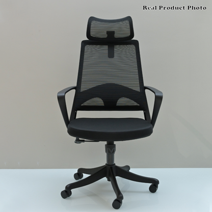 Modern Ergonomic High Back Mesh Office Chair - Rectangular Adjustable Headrest Lumbar Support Reclining Desk Chair For Home Office