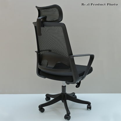 Modern Ergonomic High Back Mesh Office Chair - Rectangular Adjustable Headrest Lumbar Support Reclining Desk Chair For Home Office