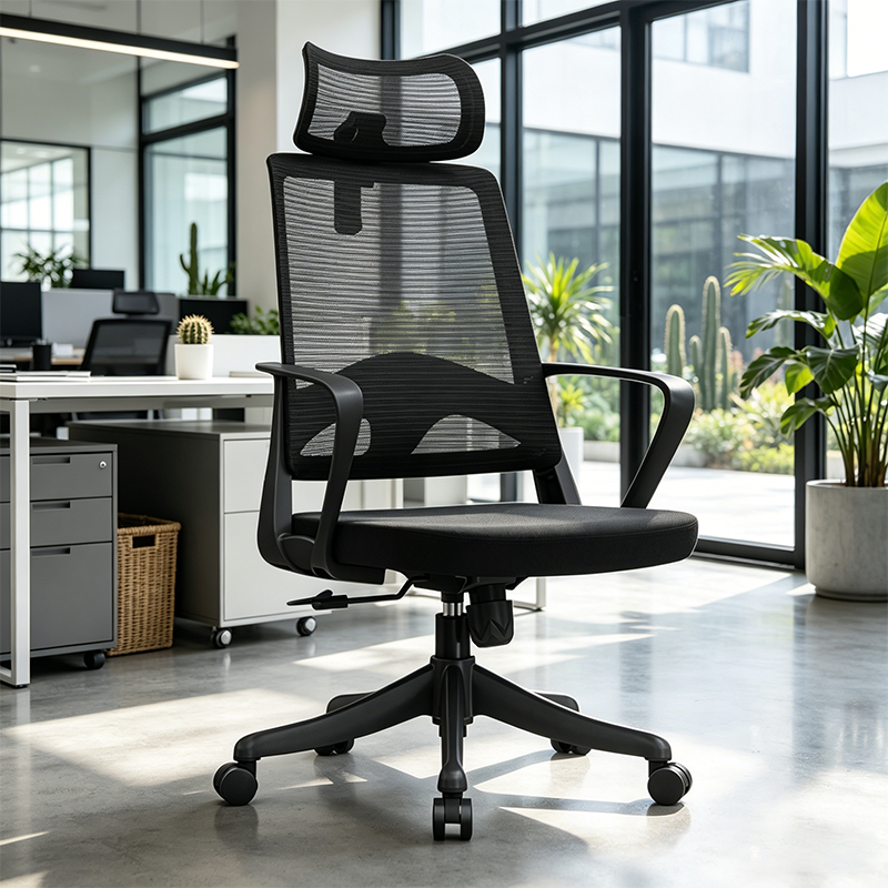 Modern Ergonomic High Back Mesh Office Chair - Rectangular Adjustable Headrest Lumbar Support Reclining Desk Chair For Home Office