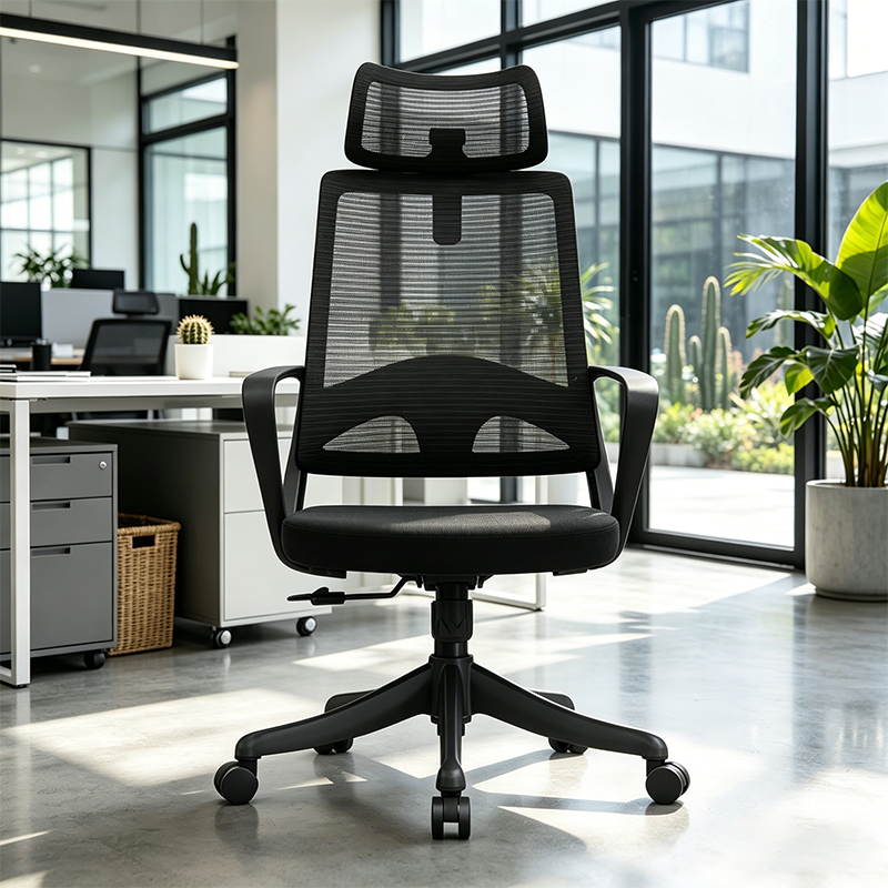 Modern Ergonomic High Back Mesh Office Chair - Rectangular Adjustable Headrest Lumbar Support Reclining Desk Chair For Home Office