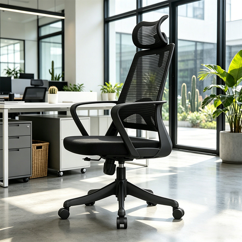 Modern Ergonomic High Back Mesh Office Chair - Rectangular Adjustable Headrest Lumbar Support Reclining Desk Chair For Home Office