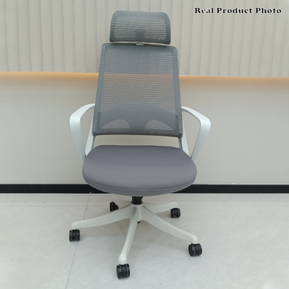Modern Ergonomic Mesh High Back Office Chair - Rectangular Adjustable Headrest Lumbar Support Reclining Tilt Desk Chair For Home Office