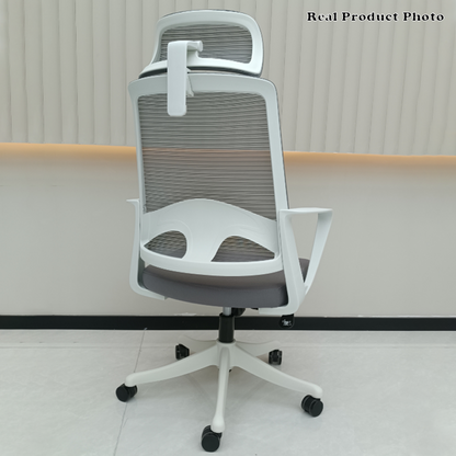 Modern Ergonomic Mesh High Back Office Chair - Rectangular Adjustable Headrest Lumbar Support Reclining Tilt Desk Chair For Home Office