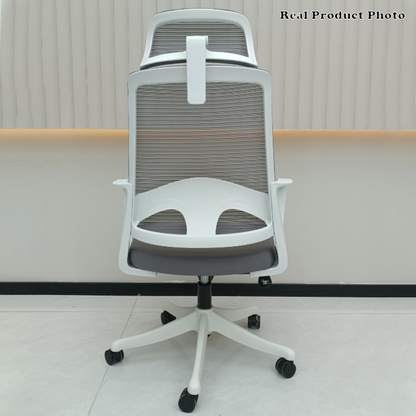 Modern Ergonomic Mesh High Back Office Chair - Rectangular Adjustable Headrest Lumbar Support Reclining Tilt Desk Chair For Home Office