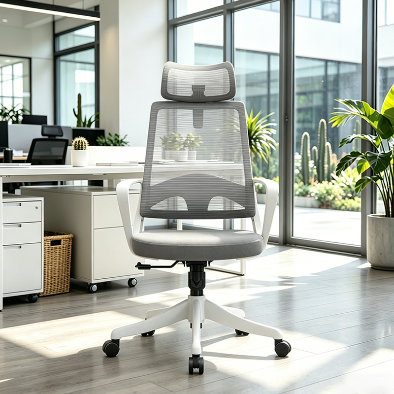 Modern Ergonomic Mesh High Back Office Chair - Rectangular Adjustable Headrest Lumbar Support Reclining Tilt Desk Chair For Home Office