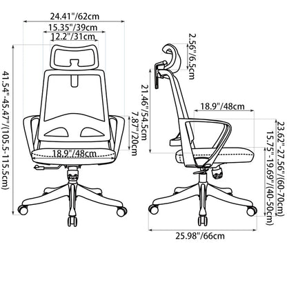 Modern Ergonomic Mesh High Back Office Chair - Rectangular Adjustable Headrest Lumbar Support Reclining Tilt Desk Chair For Home Office
