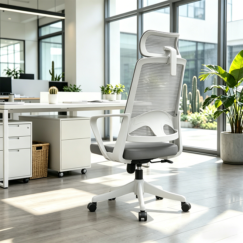 Modern Ergonomic Mesh High Back Office Chair - Rectangular Adjustable Headrest Lumbar Support Reclining Tilt Desk Chair For Home Office