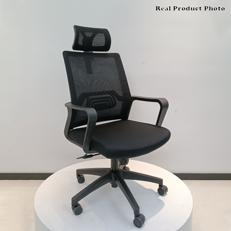 Modern High Back Breathable Mesh Office Chair - Rectangular Adjustable Headrest PU Casters Desk Chair For Home Office