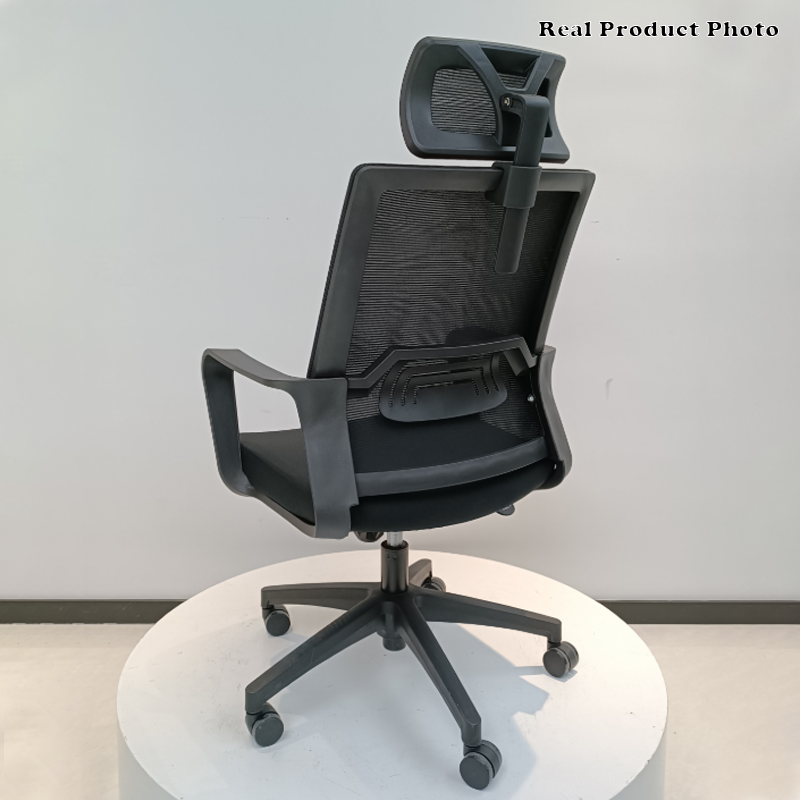 Modern High Back Breathable Mesh Office Chair - Rectangular Adjustable Headrest PU Casters Desk Chair For Home Office