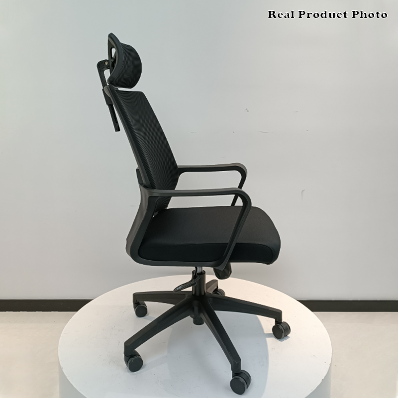 Modern High Back Breathable Mesh Office Chair - Rectangular Adjustable Headrest PU Casters Desk Chair For Home Office