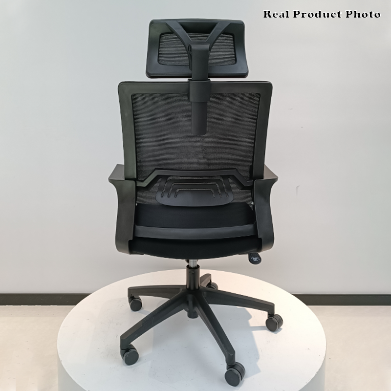 Modern High Back Breathable Mesh Office Chair - Rectangular Adjustable Headrest PU Casters Desk Chair For Home Office