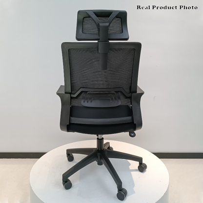 Modern High Back Breathable Mesh Office Chair - Rectangular Adjustable Headrest PU Casters Desk Chair For Home Office