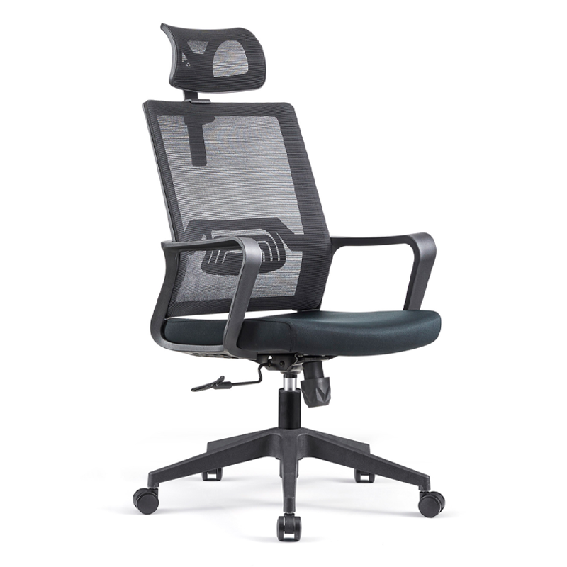 Modern High Back Breathable Mesh Office Chair - Rectangular Adjustable Headrest PU Casters Desk Chair For Home Office