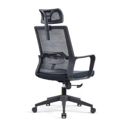 Modern High Back Breathable Mesh Office Chair - Rectangular Adjustable Headrest PU Casters Desk Chair For Home Office