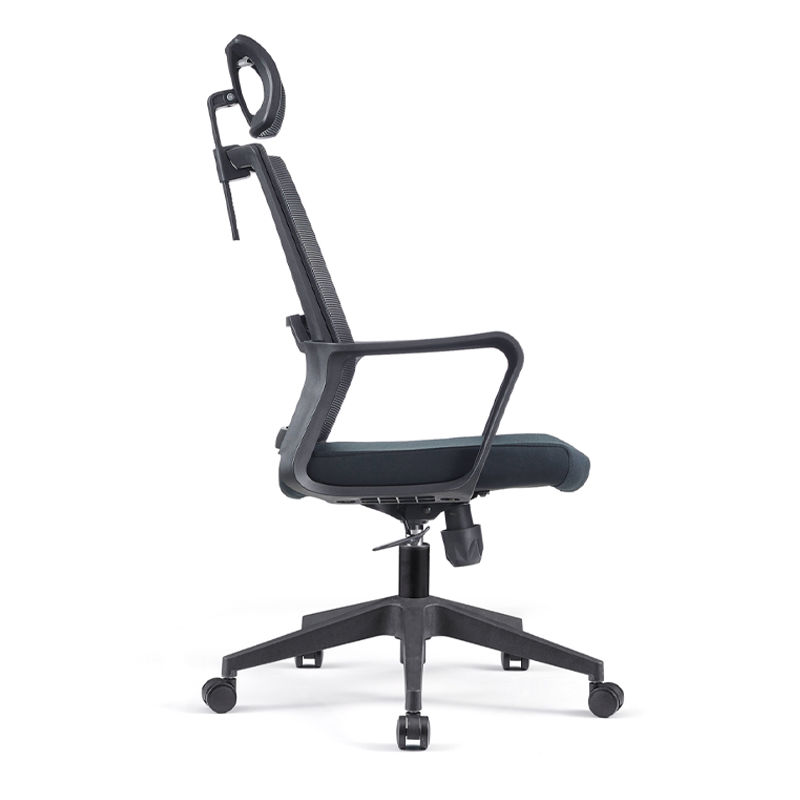 Modern High Back Breathable Mesh Office Chair - Rectangular Adjustable Headrest PU Casters Desk Chair For Home Office