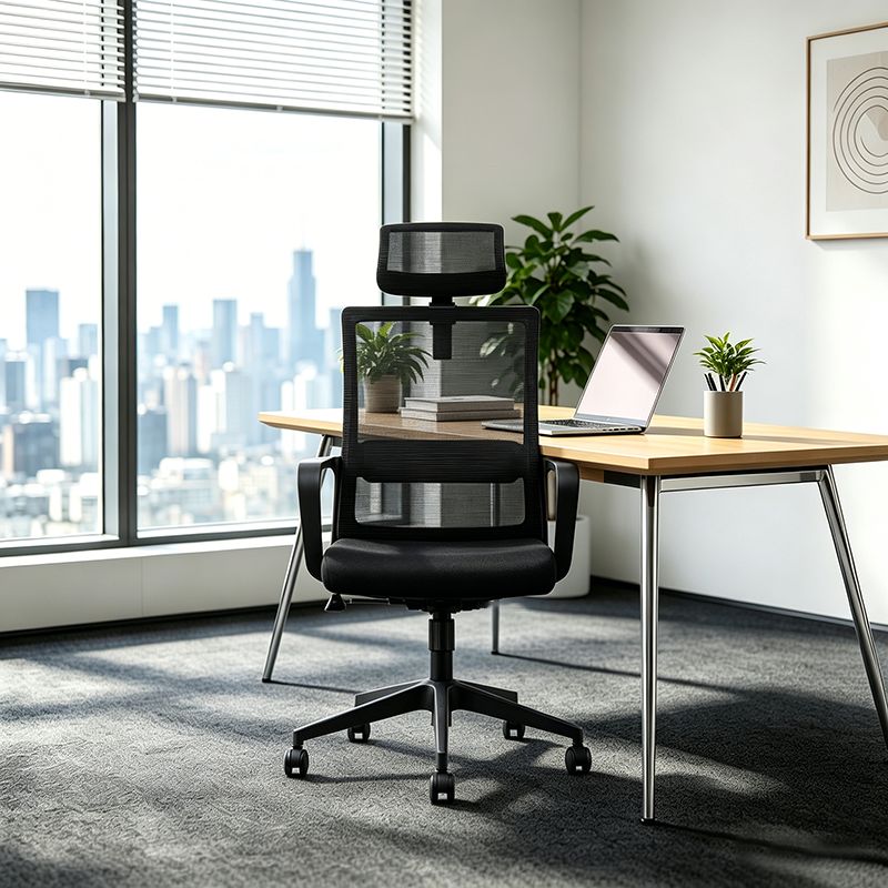 Modern Ergonomic High Back Breathable Mesh Office Chair - Rectangular Adjustable Headrest Desk Chair For Home Office