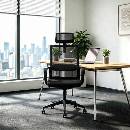Modern Ergonomic High Back Breathable Mesh Office Chair - Rectangular Adjustable Headrest Desk Chair For Home Office