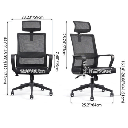 Modern Ergonomic High Back Breathable Mesh Office Chair - Rectangular Adjustable Headrest Desk Chair For Home Office