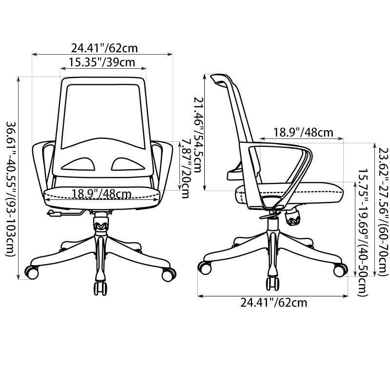 Modern Ergonomic Mid Back Mesh Office Chair - Rectangular Lumbar Support Breathable Backrest Desk Chair For Home Office