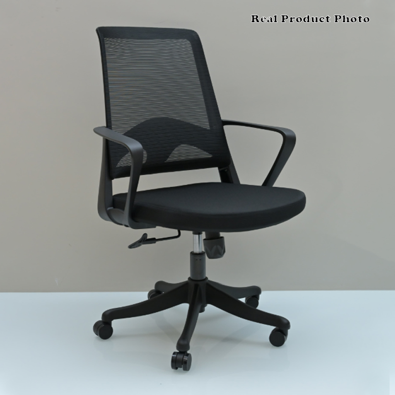 Modern Ergonomic Mid Back Mesh Office Chair - Rectangular Lumbar Support Breathable Backrest Desk Chair For Home Office