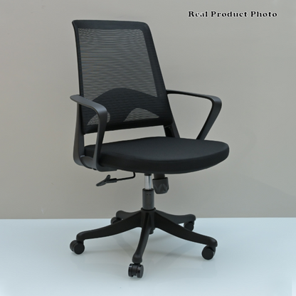 Modern Ergonomic Mid Back Mesh Office Chair - Rectangular Lumbar Support Breathable Backrest Desk Chair For Home Office