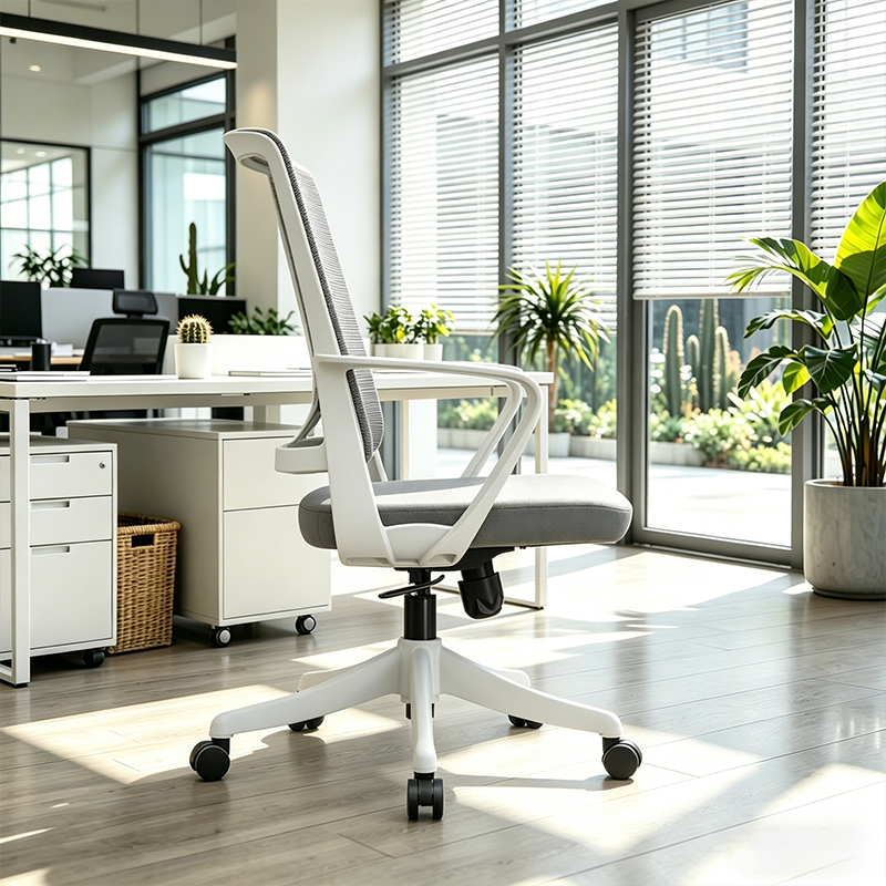Modern Ergonomic Breathable Mesh Office Chair - Rectangular Lumbar Support Backrest Mid Back Desk Chair For Home Office