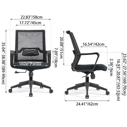 Modern Ergonomic Mid Back Mesh Office Chair - Rectangular Lumbar Support Reclining Tilt Desk Chair For Home Office