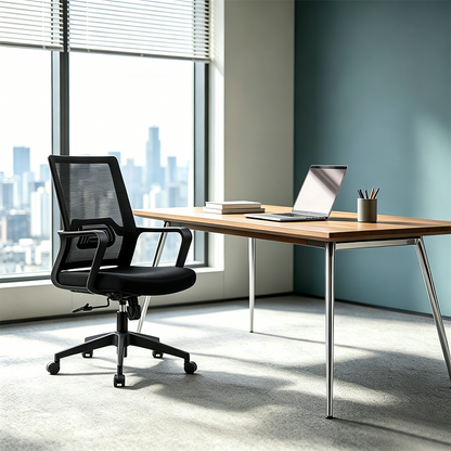 Modern Ergonomic Mid Back Mesh Office Chair - Rectangular Lumbar Support Reclining Tilt Desk Chair For Home Office