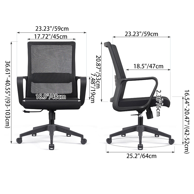 Modern Adjustable Mid-Back Mesh Task Chair - Rectangular Lumbar Support Reclining Tilt Desk Chair For Home Office