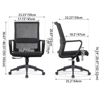 Modern Adjustable Mid-Back Mesh Task Chair - Rectangular Lumbar Support Reclining Tilt Desk Chair For Home Office