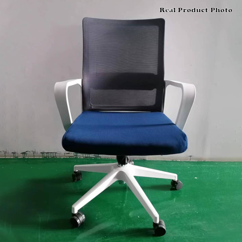 Modern Adjustable Mid-Back Mesh Work Chair - Rectangular Lumbar Support Noise-Reducing PU Casters Desk Chair For Home Office