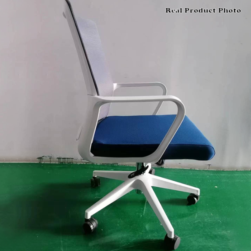 Modern Adjustable Mid-Back Mesh Work Chair - Rectangular Lumbar Support Noise-Reducing PU Casters Desk Chair For Home Office