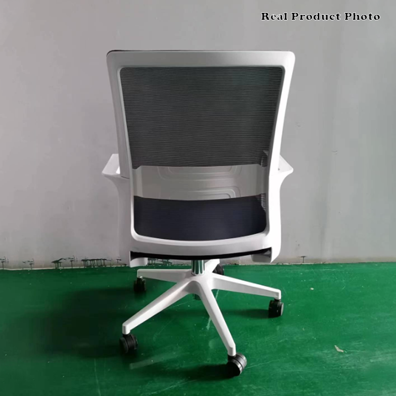 Modern Adjustable Mid-Back Mesh Work Chair - Rectangular Lumbar Support Noise-Reducing PU Casters Desk Chair For Home Office