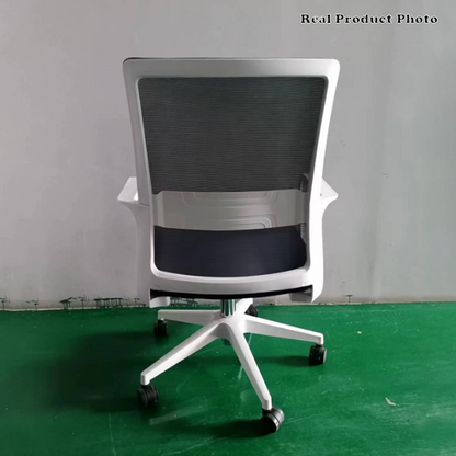 Modern Adjustable Mid-Back Mesh Work Chair - Rectangular Lumbar Support Noise-Reducing PU Casters Desk Chair For Home Office