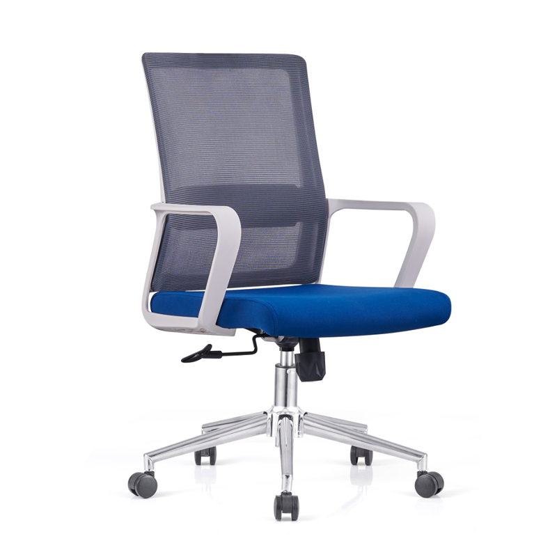 Modern Adjustable Mid-Back Mesh Work Chair - Rectangular Lumbar Support Noise-Reducing PU Casters Desk Chair For Home Office