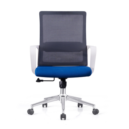 Modern Adjustable Mid-Back Mesh Work Chair - Rectangular Lumbar Support Noise-Reducing PU Casters Desk Chair For Home Office