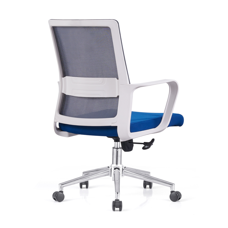 Modern Adjustable Mid-Back Mesh Work Chair - Rectangular Lumbar Support Noise-Reducing PU Casters Desk Chair For Home Office