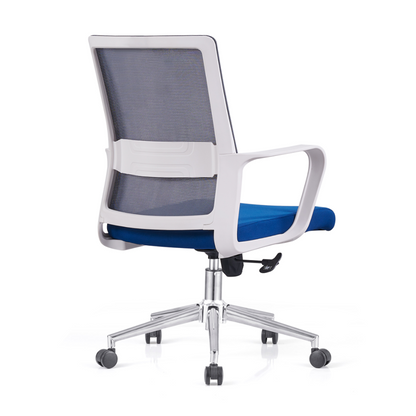 Modern Adjustable Mid-Back Mesh Work Chair - Rectangular Lumbar Support Noise-Reducing PU Casters Desk Chair For Home Office