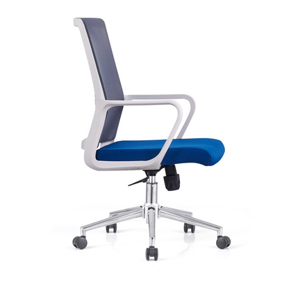 Modern Adjustable Mid-Back Mesh Work Chair - Rectangular Lumbar Support Noise-Reducing PU Casters Desk Chair For Home Office